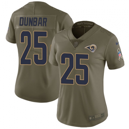 Women's Nike Los Angeles Rams #25 Lance Dunbar Limited Olive 2017 Salute to Service NFL Jersey