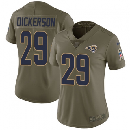 Women's Nike Los Angeles Rams #29 Eric Dickerson Limited Olive 2017 Salute to Service NFL Jersey