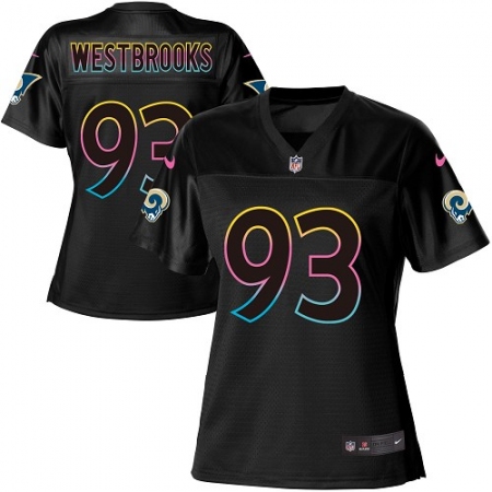 Women's Nike Los Angeles Rams #93 Ethan Westbrooks Game Black Fashion NFL Jersey