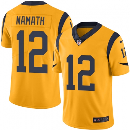 كريم بعد الحلاقة Youth Nike Los Angeles Rams #12 Joe Namath Limited Gold Rush Vapor ... كريم بعد الحلاقة