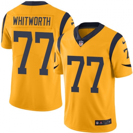Men's Nike Los Angeles Rams #77 Andrew Whitworth Limited Gold Rush Vapor Untouchable NFL Jersey