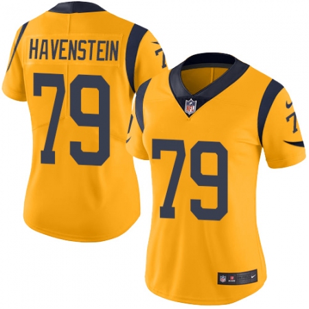 Women's Nike Los Angeles Rams #79 Rob Havenstein Limited Gold Rush Vapor Untouchable NFL Jersey