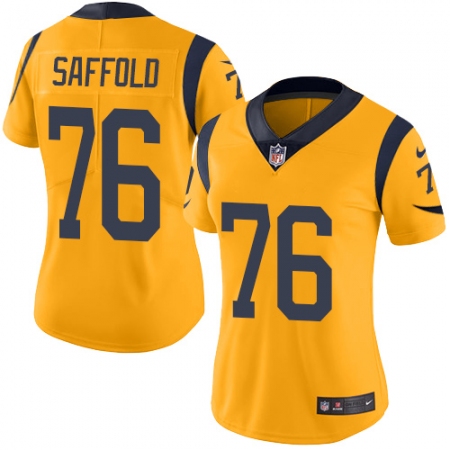 Women's Nike Los Angeles Rams #76 Rodger Saffold Limited Gold Rush Vapor Untouchable NFL Jersey