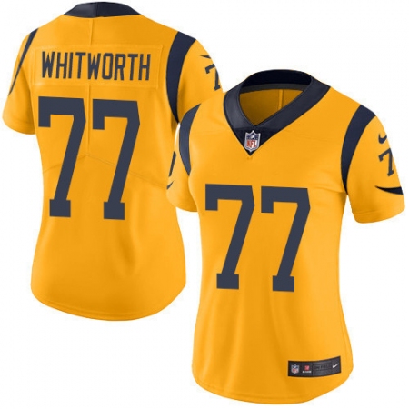 Women's Nike Los Angeles Rams #77 Andrew Whitworth Limited Gold Rush Vapor Untouchable NFL Jersey