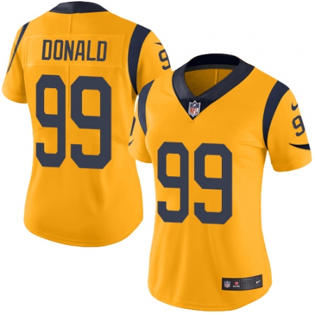 Women's Nike Los Angeles Rams #99 Aaron Donald Limited Gold Rush Vapor Untouchable NFL Jersey