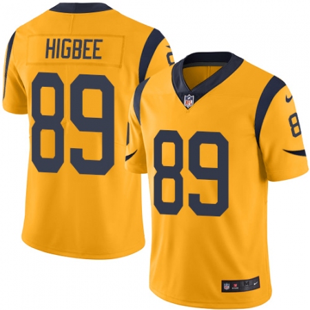 Men's Nike Los Angeles Rams #89 Tyler Higbee Limited Gold Rush Vapor Untouchable NFL Jersey