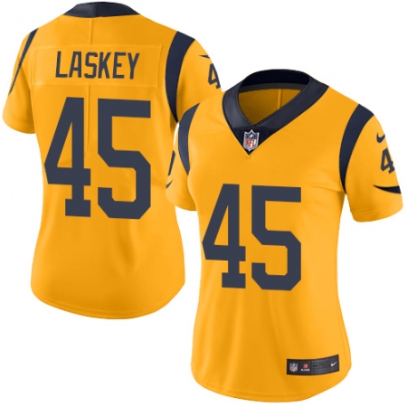 Women's Nike Los Angeles Rams #45 Zach Laskey Limited Gold Rush Vapor Untouchable NFL Jersey