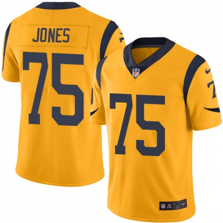 Men's Nike Los Angeles Rams #75 Deacon Jones Limited Gold Rush Vapor Untouchable NFL Jersey