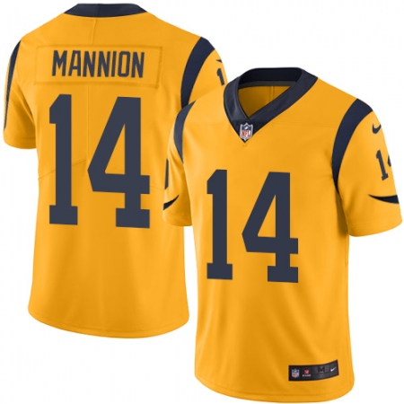 Men's Nike Los Angeles Rams #14 Sean Mannion Limited Gold Rush Vapor Untouchable NFL Jersey