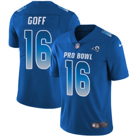 Men's Nike Los Angeles Rams #16 Jared Goff Limited Royal Blue 2018 Pro Bowl NFL Jersey