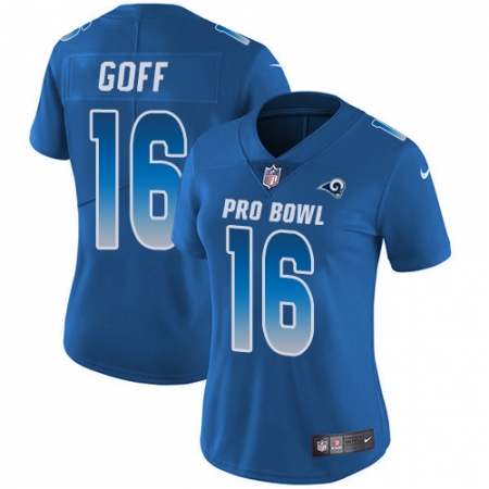Women's Nike Los Angeles Rams #16 Jared Goff Limited Royal Blue 2018 Pro Bowl NFL Jersey