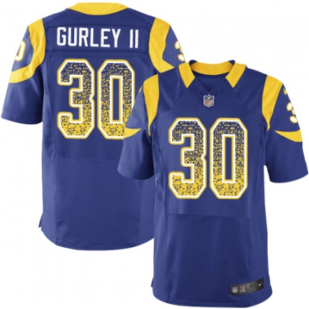 Men's Nike Los Angeles Rams #30 Todd Gurley Elite Royal Blue Alternate Drift Fashion NFL Jersey