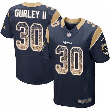 Men's Nike Los Angeles Rams #30 Todd Gurley Elite Navy Blue Home Drift Fashion NFL Jersey