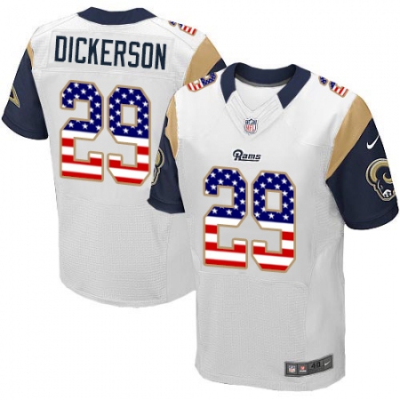 Men's Nike Los Angeles Rams #29 Eric Dickerson Elite White Road USA Flag Fashion NFL Jersey