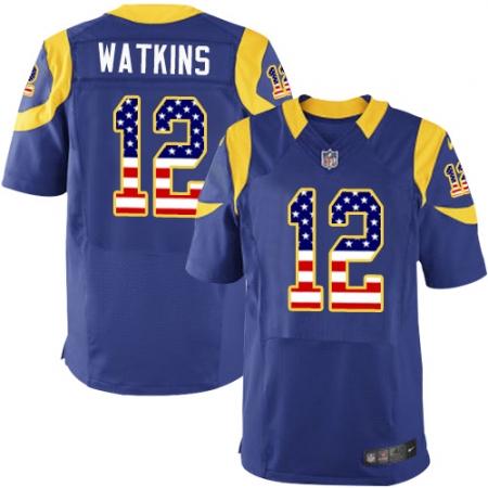 Men's Nike Los Angeles Rams #12 Sammy Watkins Elite Royal Blue Alternate USA Flag Fashion NFL Jersey