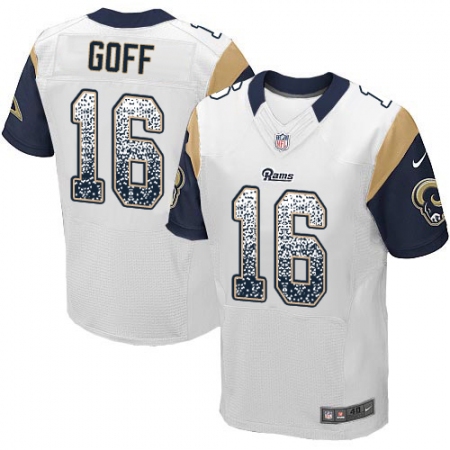 Men's Nike Los Angeles Rams #16 Jared Goff Elite White Road Drift Fashion NFL Jersey