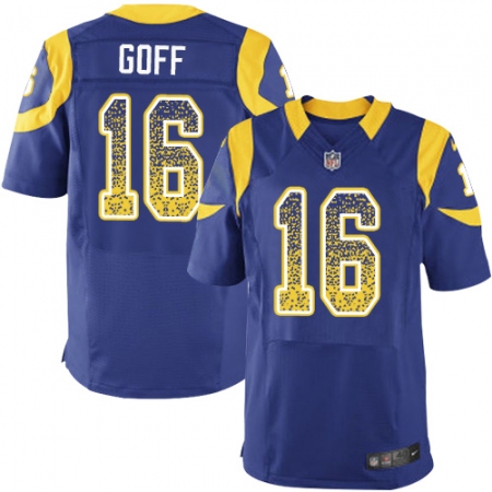 Men's Nike Los Angeles Rams #16 Jared Goff Elite Royal Blue Alternate Drift Fashion NFL Jersey