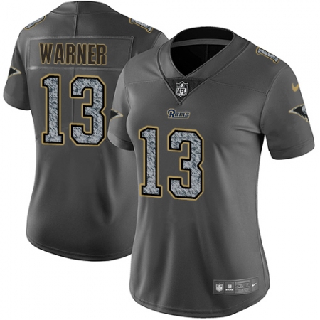 Women's Nike Los Angeles Rams #13 Kurt Warner Gray Static Vapor Untouchable Limited NFL Jersey