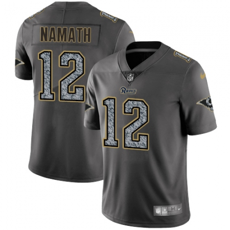 Men's Nike Los Angeles Rams #12 Joe Namath Gray Static Vapor Untouchable Limited NFL Jersey