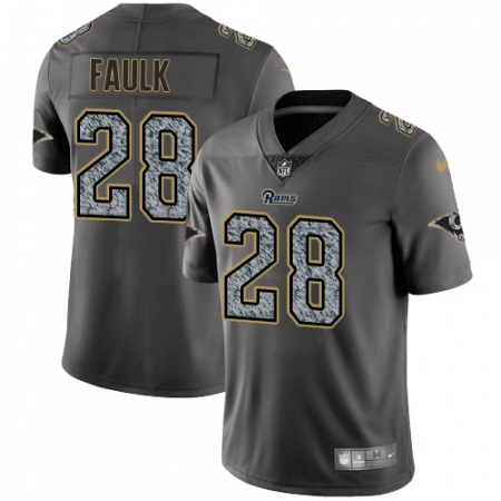 Men's Nike Los Angeles Rams #28 Marshall Faulk Gray Static Vapor Untouchable Limited NFL Jersey
