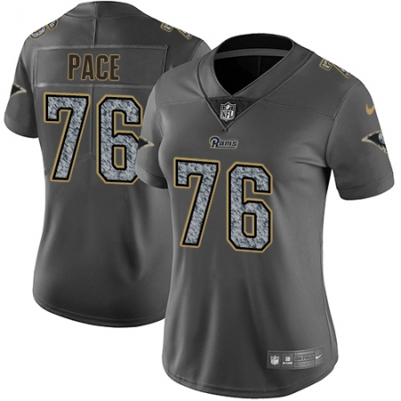 Women's Nike Los Angeles Rams #76 Orlando Pace Gray Static Vapor Untouchable Limited NFL Jersey