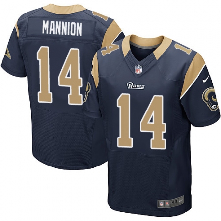Men's Nike Los Angeles Rams #14 Sean Mannion Navy Blue Team Color Vapor Untouchable Elite Player NFL Jersey