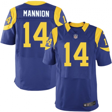 Men's Nike Los Angeles Rams #14 Sean Mannion Royal Blue Alternate Vapor Untouchable Elite Player NFL Jersey