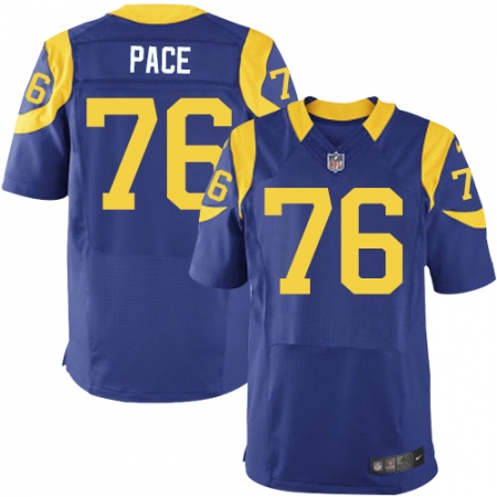 Men's Nike Los Angeles Rams #76 Orlando Pace Royal Blue Alternate Vapor Untouchable Elite Player NFL Jersey