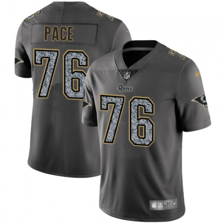Men's Nike Los Angeles Rams #76 Orlando Pace Gray Static Vapor Untouchable Limited NFL Jersey
