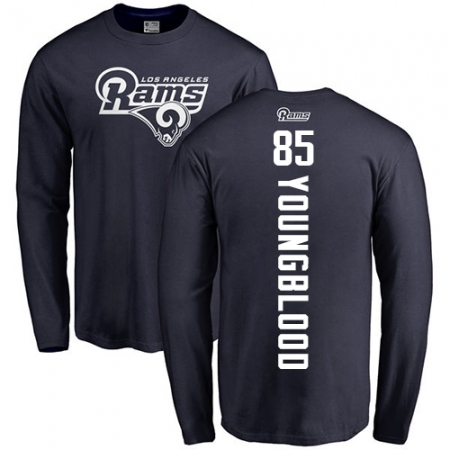 NFL Nike Los Angeles Rams #85 Jack Youngblood Navy Blue Backer Long Sleeve T-Shirt