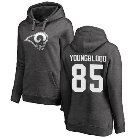 NFL Women's Nike Los Angeles Rams #85 Jack Youngblood Ash One Color Pullover Hoodie