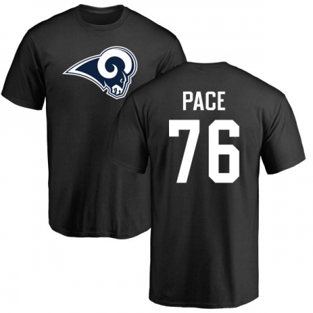 NFL Nike Los Angeles Rams #76 Orlando Pace Black Name & Number Logo T-Shirt