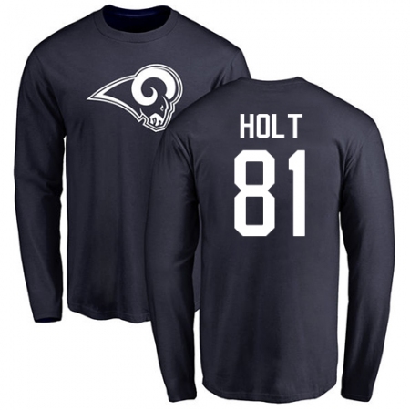 NFL Nike Los Angeles Rams #81 Torry Holt Navy Blue Name & Number Logo Long Sleeve T-Shirt