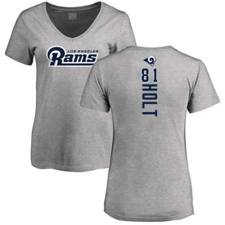 NFL Women's Nike Los Angeles Rams #81 Torry Holt Ash Backer V-Neck T-Shirt