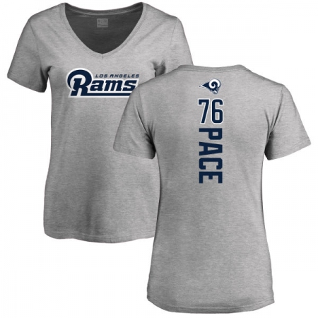 NFL Women's Nike Los Angeles Rams #76 Orlando Pace Ash Backer V-Neck T-Shirt