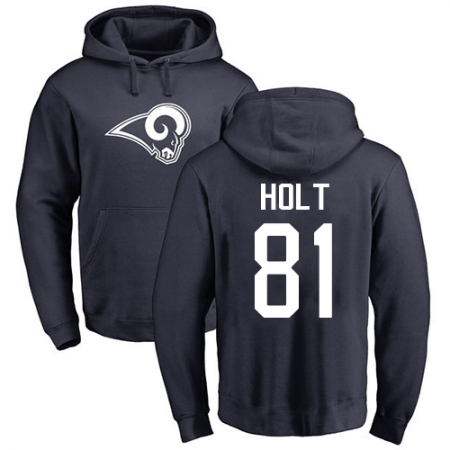 NFL Nike Los Angeles Rams #81 Torry Holt Navy Blue Name & Number Logo Pullover Hoodie