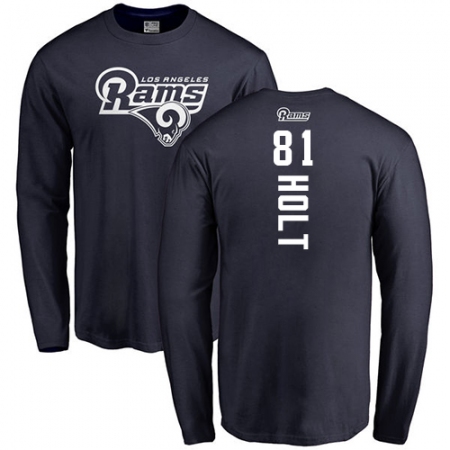 NFL Nike Los Angeles Rams #81 Torry Holt Navy Blue Backer Long Sleeve T-Shirt