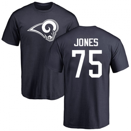 NFL Nike Los Angeles Rams #75 Deacon Jones Navy Blue Name & Number Logo T-Shirt