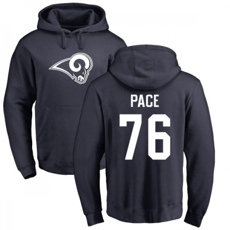 NFL Nike Los Angeles Rams #76 Orlando Pace Navy Blue Name & Number Logo Pullover Hoodie