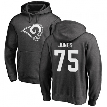 NFL Nike Los Angeles Rams #75 Deacon Jones Ash One Color Pullover Hoodie