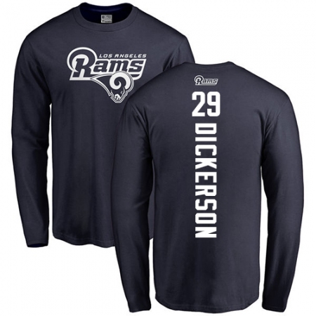 NFL Nike Los Angeles Rams #29 Eric Dickerson Navy Blue Backer Long Sleeve T-Shirt