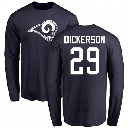 NFL Nike Los Angeles Rams #29 Eric Dickerson Navy Blue Name & Number Logo Long Sleeve T-Shirt