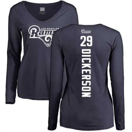 NFL Women's Nike Los Angeles Rams #29 Eric Dickerson Navy Blue Backer Slim Fit Long Sleeve T-Shirt