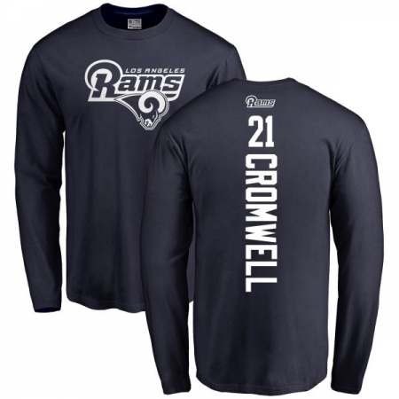 NFL Nike Los Angeles Rams #21 Nolan Cromwell Navy Blue Backer Long Sleeve T-Shirt