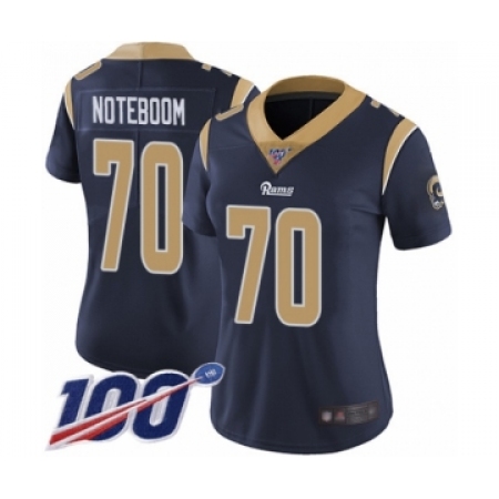 Women's Los Angeles Rams #70 Joseph Noteboom Navy Blue Team Color Vapor Untouchable Limited Player 100th Season Football Jersey