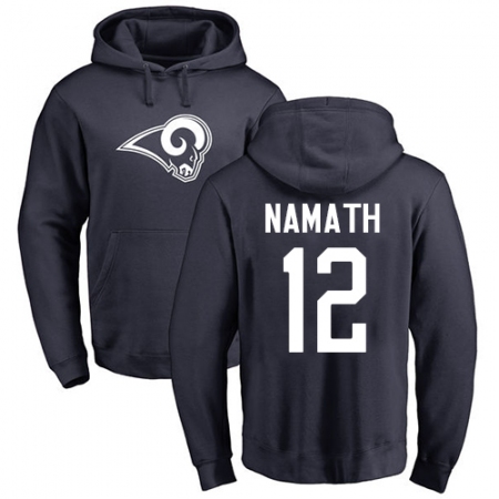 NFL Nike Los Angeles Rams #12 Joe Namath Navy Blue Name & Number Logo Pullover Hoodie