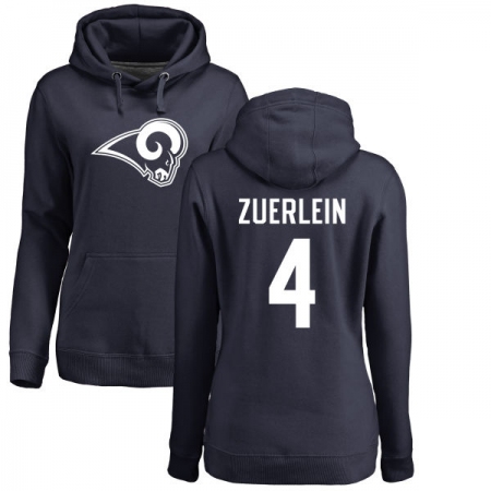 NFL Women's Nike Los Angeles Rams #4 Greg Zuerlein Navy Blue Name & Number Logo Pullover Hoodie