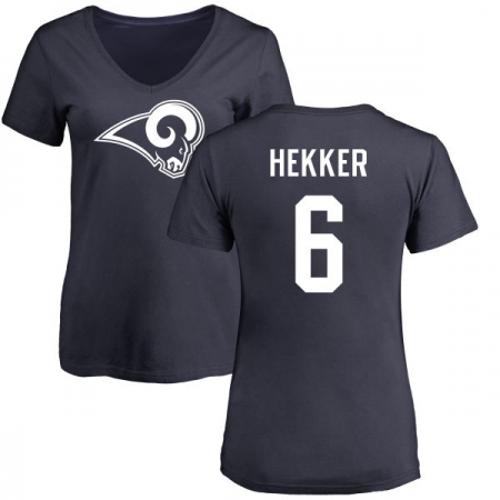 NFL Women's Nike Los Angeles Rams #6 Johnny Hekker Navy Blue Name & Number Logo Slim Fit T-Shirt