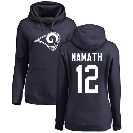 NFL Women's Nike Los Angeles Rams #12 Joe Namath Navy Blue Name & Number Logo Pullover Hoodie