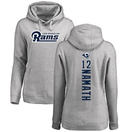 NFL Women's Nike Los Angeles Rams #12 Joe Namath Ash Backer Pullover Hoodie